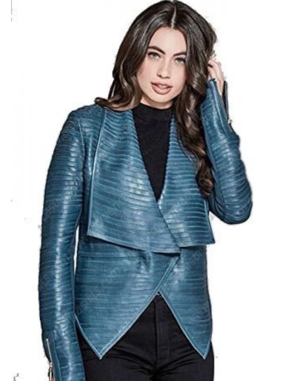 Shayna Drape Real Leather Jacket